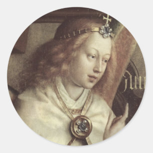 Sticker Rond Jan van Eyck Angel, Genter Altar Fine Vintage
