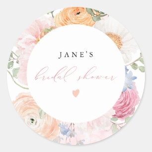 Sticker Rond JANE Blush Pétales Floraux & Fête des mariées Pros