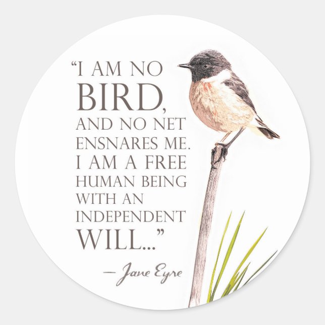 Sticker Rond Jane Eyre - Je Ne Suis Pas Un Oiseau - Oiseau Brow (Devant)