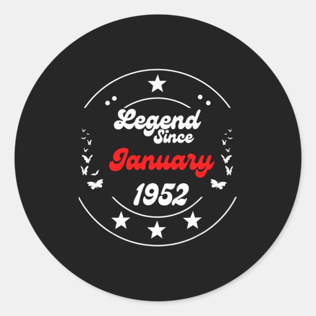 Sticker Rond January 1952 Birthday Legend Man Boy Since January (Devant)