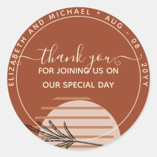 Sticker Rond Japandi Abstrait Scandinave Mariage géométrique