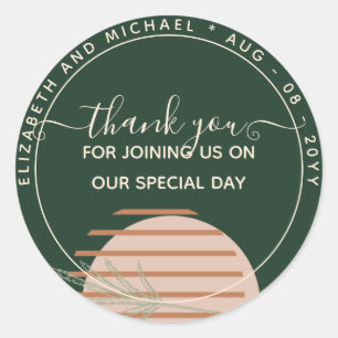 Sticker Rond Japandi Abstrait Scandinave Mariage géométrique