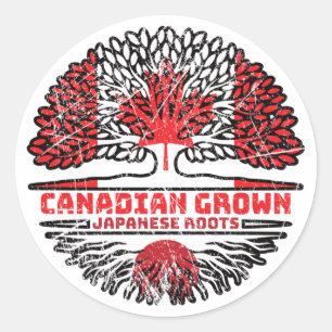 Sticker Rond Japon Japonais Canadien Drapeau des racines de l'a