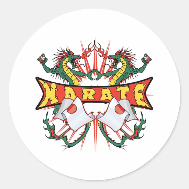 Sticker Rond Japon Karate Dragons (Devant)