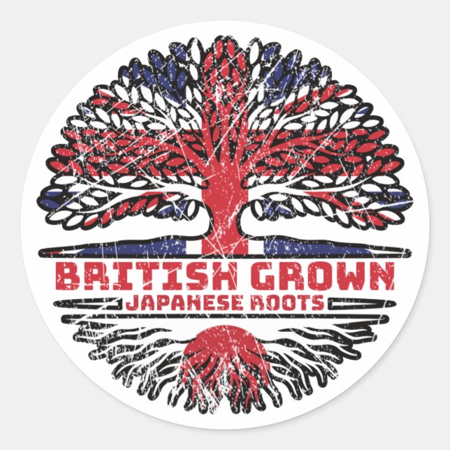 Sticker Rond Japon Royaume-Uni Royaume-Uni British Tree (Devant)