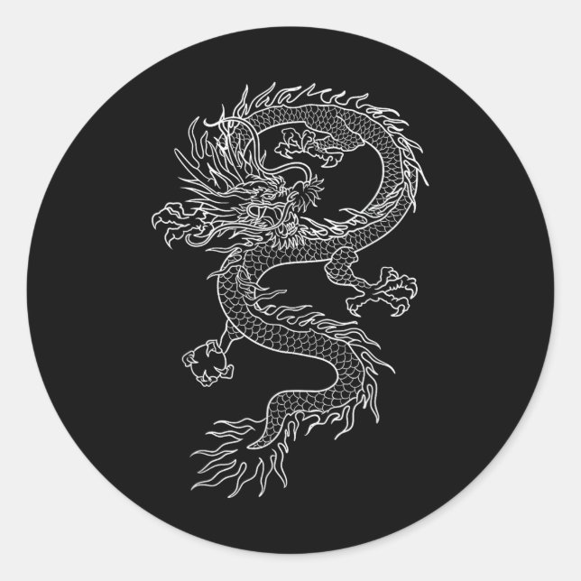 Sticker Rond Japon tatouage de dragon Dessin traditionnel japon (Devant)