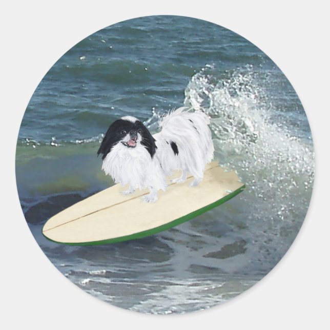 Sticker Rond Japonais Chin Surf (Devant)