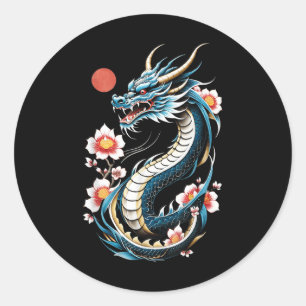 Sticker Rond Japonais esthétique Dragon japonais Art japonais T