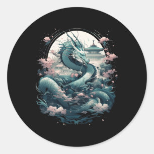 Sticker Rond Japonais esthétique Dragon japonais Art japonais T