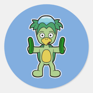 Sticker Rond Japonais Kappa Yokai (avec des concombres !)