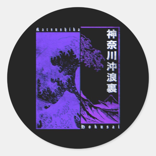 Sticker Rond Japonais Katsushika Hokusai Grande vague au large  (Devant)