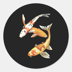 Sticker Rond Japonais Koi Goldfish en noir
