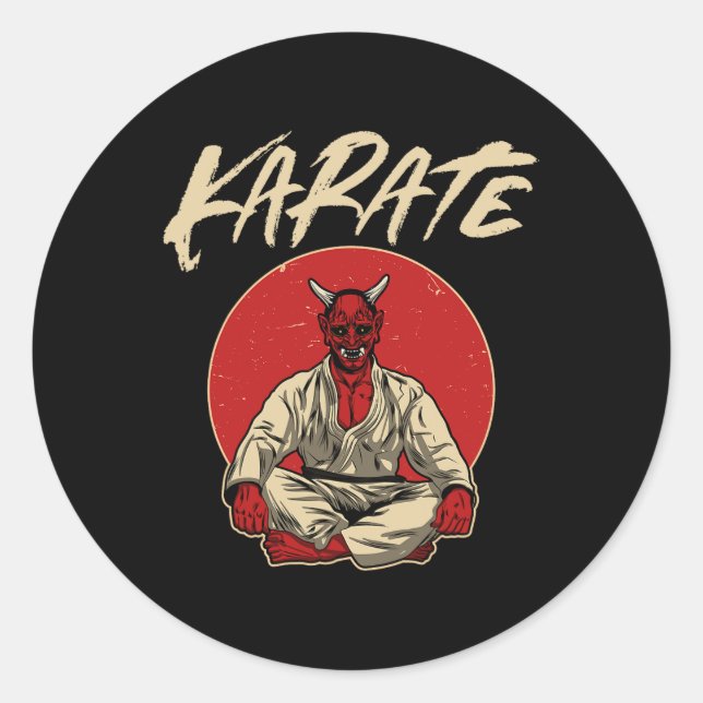 Sticker Rond Japonais Oni Demon - Karate Gift (Devant)