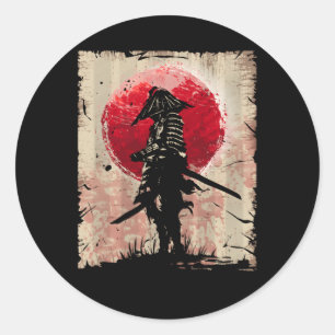 Sticker Rond Japonais Samurai Fighter