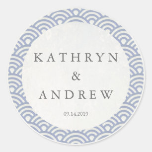 Sticker Rond Japonais Seigaiha Vague des noms personnalisés + M