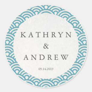 Sticker Rond Japonais Seigaiha Vague des noms personnalisés + M