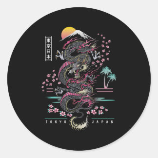 Sticker Rond Japonais Tokyo Dragon Asiatique Inspiré 80€™S Sty