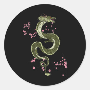 Sticker Rond Japonais Tokyo Dragon asiatique style 80's rétro 3