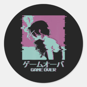 Sticker Rond Japonaise Anime Game Over