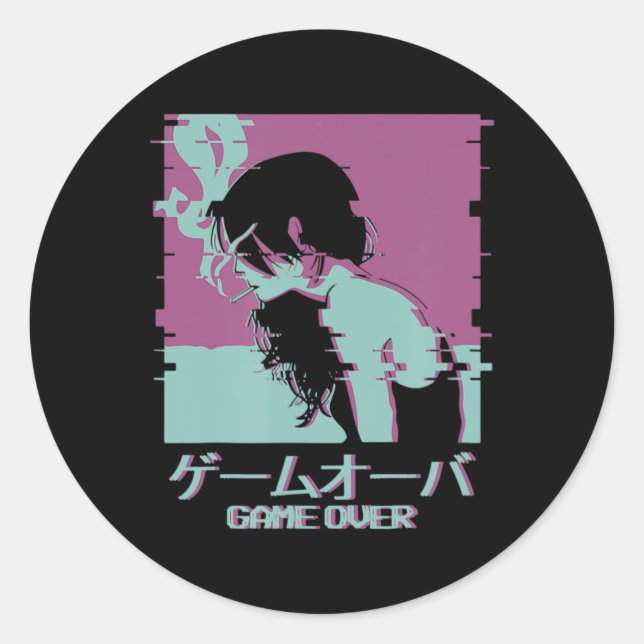 Sticker Rond Japonaise Anime Game Over (Devant)