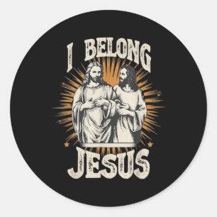 Sticker Rond J'appartiens à Jésus chrétien vintage Jésus