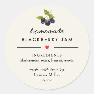 Sticker Rond Jar de confiture Blackberry fait maison