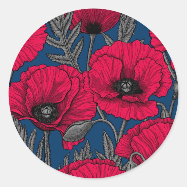 Sticker Rond Jardin à pavot nocturne (Devant)