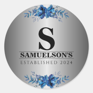 Sticker Rond Jardin Bleu Soirée Metallic Argent