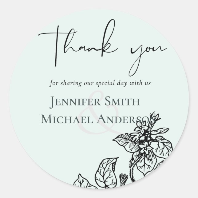 Sticker Rond Jardin botanique Feuille Mariage budgétaire (Devant)