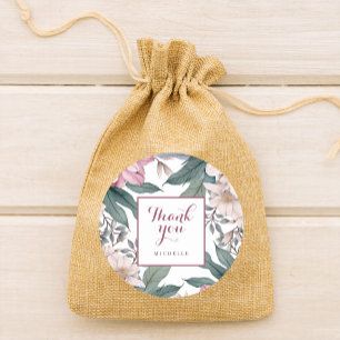 Sticker Rond Jardin botanique floral moderne Merci d'anniversai