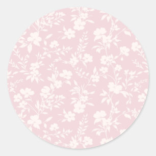 Sticker Rond Jardin Botanique Neutre - Rose Pâle