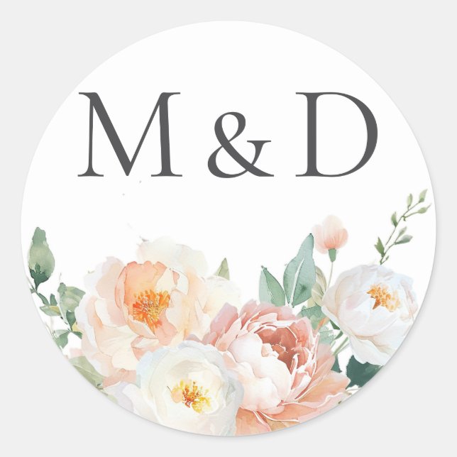 Sticker Rond Jardin botanique Ressorts floraux Initiales Mariag (Devant)