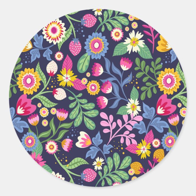 Sticker Rond Jardin coloré joli Botanique Motif Floral (Devant)