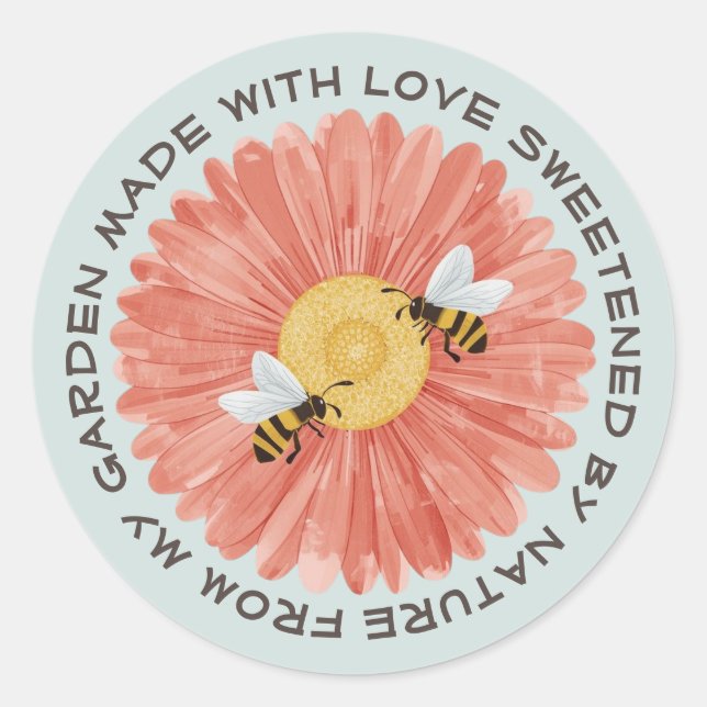Sticker Rond Jardin d'abeilles de miel Floral (Devant)