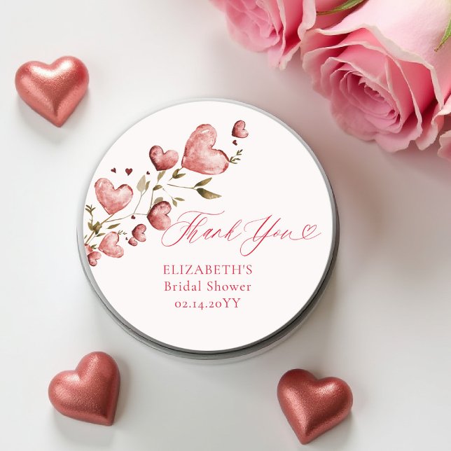 Sticker Rond Jardin d'amour de Saint-Valentin Fête de mariage r (valentine bridal shower sticker watercolor hearts vine romantic lovebirds february love in the air)