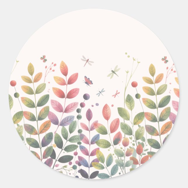 Sticker Rond Jardin d'automne avec Mariage de libellules (Devant)