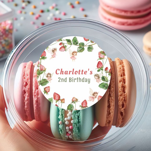 Sticker Rond Jardin de fées enchanté à la fraise anniversaire  (Créateur téléchargé)