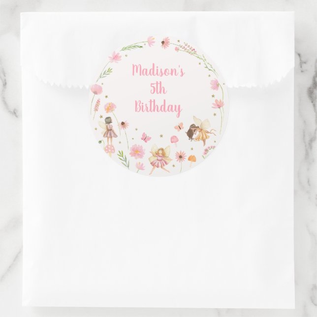 Sticker Rond Jardin de fées magique Floral Anniversaire (Sac)