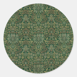 Sticker Rond Jardin de fleurs de William Morris - Verts