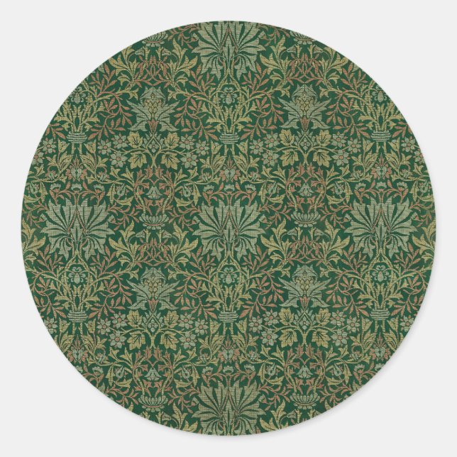 Sticker Rond Jardin de fleurs de William Morris - Verts (Devant)