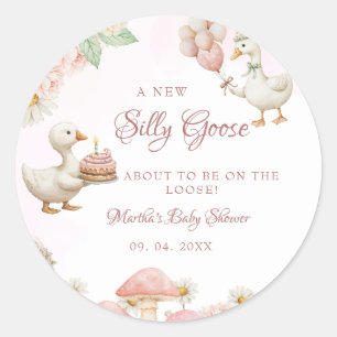 Sticker Rond Jardin de fleurs d'oie soie Baby shower de champig