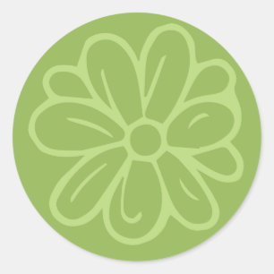 Sticker Rond Jardin de fleurs Fleur Verte