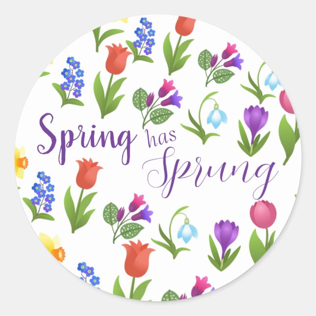 Sticker Rond Jardin de fleurs Le printemps est arrivé  (Devant)