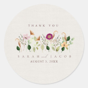 Sticker Rond Jardin de Fleurs Sauvages Fantaisistes Mariage