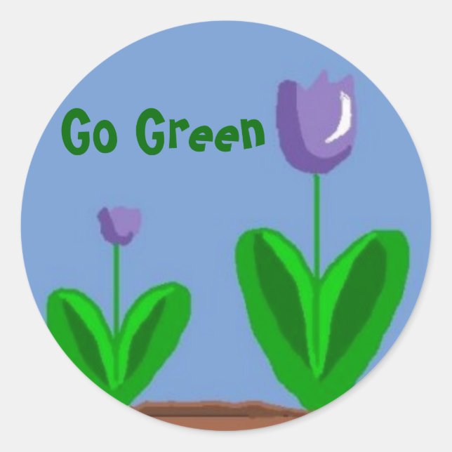 Sticker Rond Jardin de fleurs vertes (Devant)