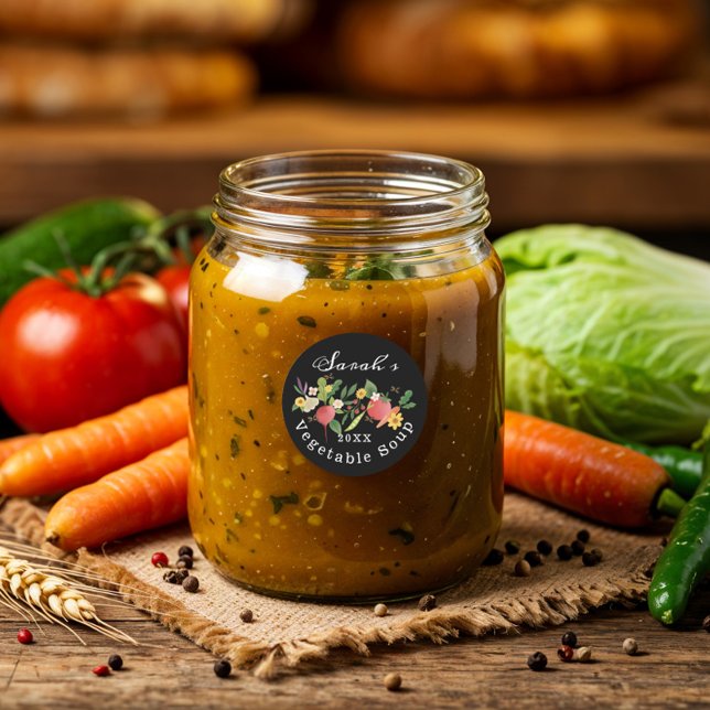 Sticker Rond Jardin de légumes frais Medley & Papillons (Fresh Vegetable Garden Medley & Butterflies Classic Round Sticker)