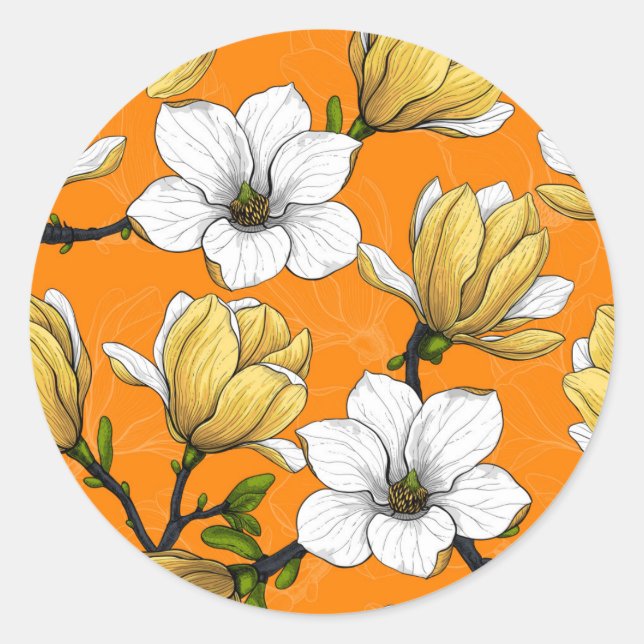 Sticker Rond Jardin de Magnolia en jaune (Devant)