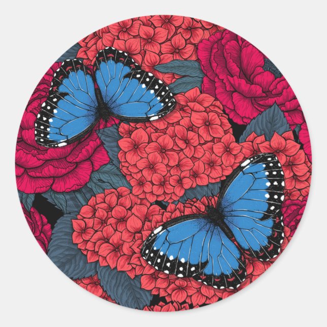 Sticker Rond Jardin de morpho bleu (Devant)