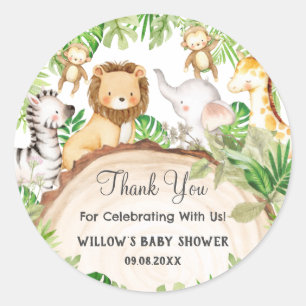 Sticker Rond Jardin de verdure Animaux de la Jungle Baby shower