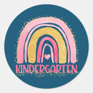 Sticker Rond Jardin d'enfants Arc-en-ciel Aquarelle Enseignant
